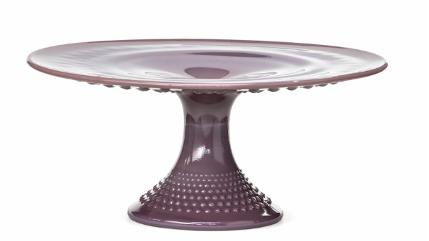 Mosser Glass Vintage Style Gigi Hobnail Cake Stand in Eggplant at Jhardy Mosser Store